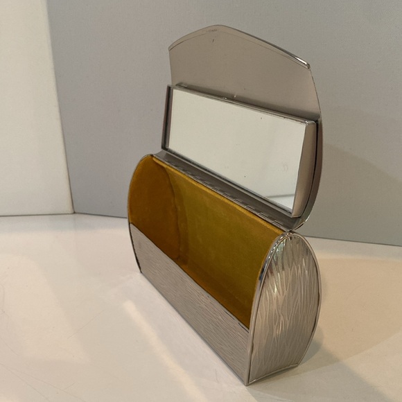 Vintage Poeter / Romo Italy silver metal textured hard shell clutch purse - Picture 10 of 16